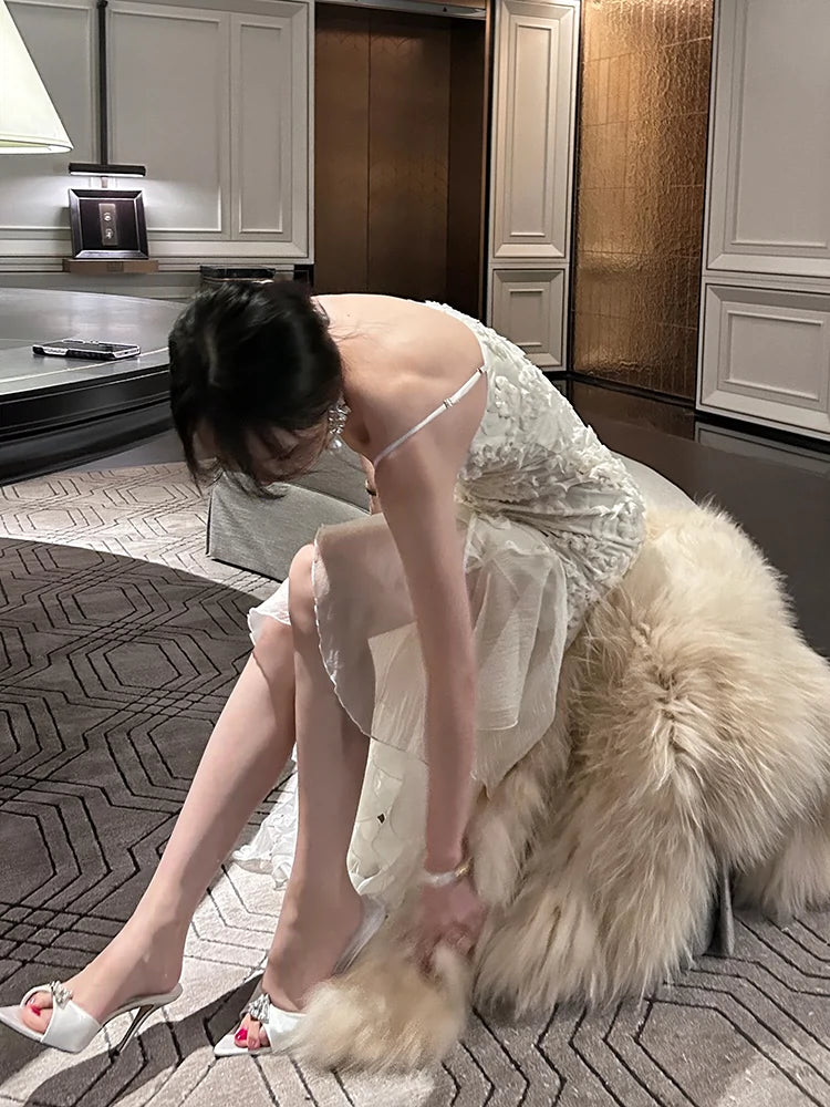 flower dress with embroidery and ribbons long party dress evening dress S6202