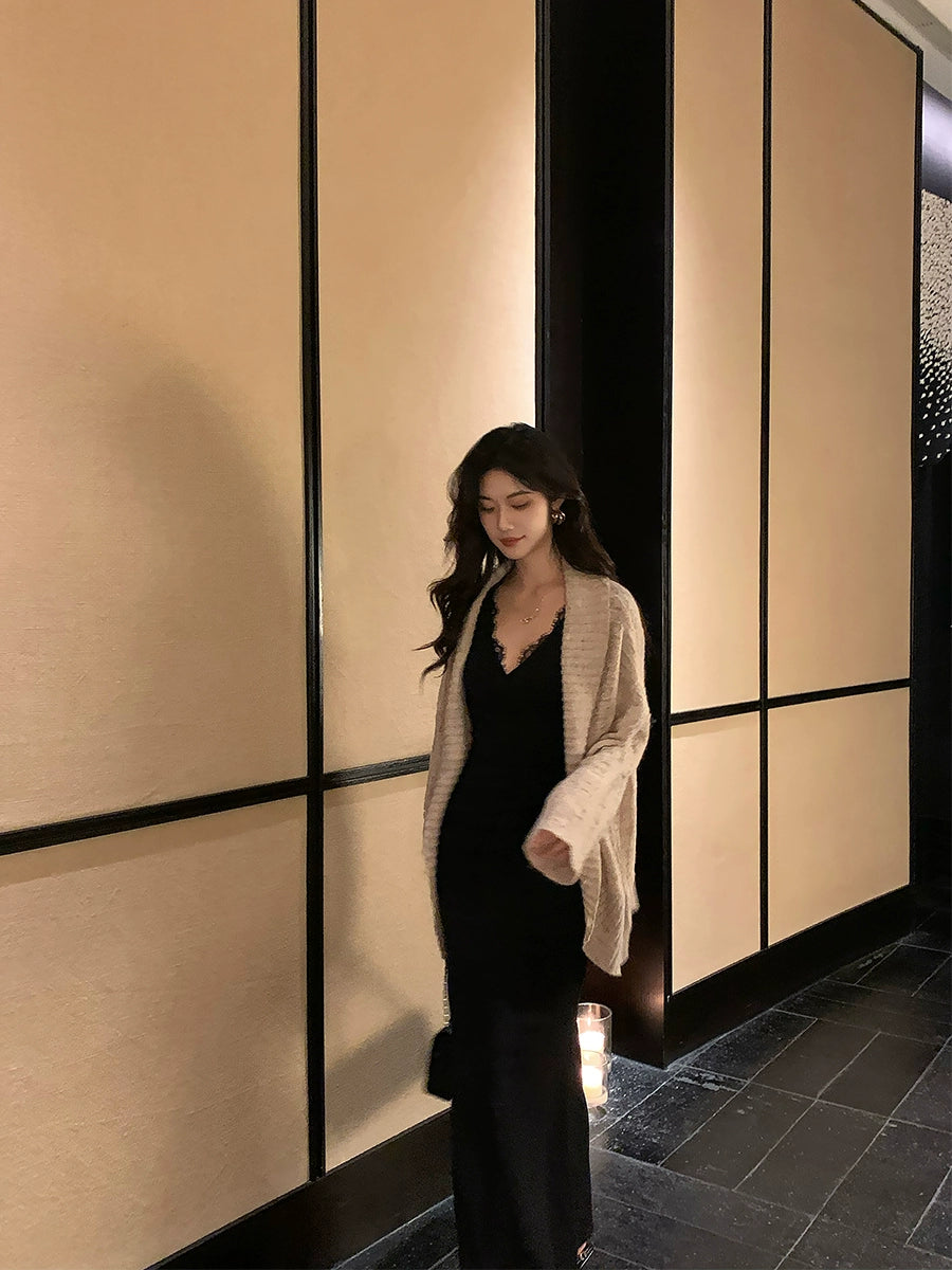 lace long-sleeved mermaid dress women's party dress S5722