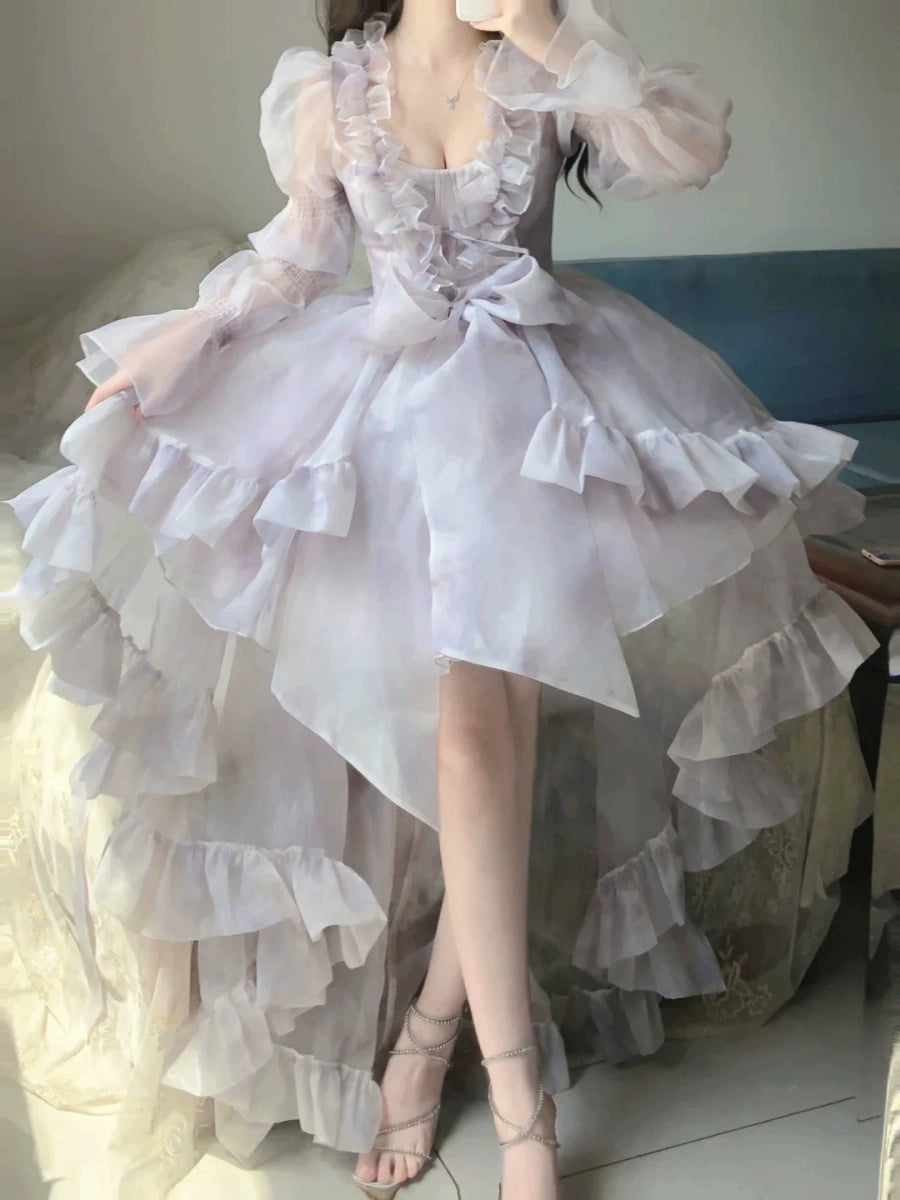 Beautiful princess birthday dress summer outfit purple dress S5761