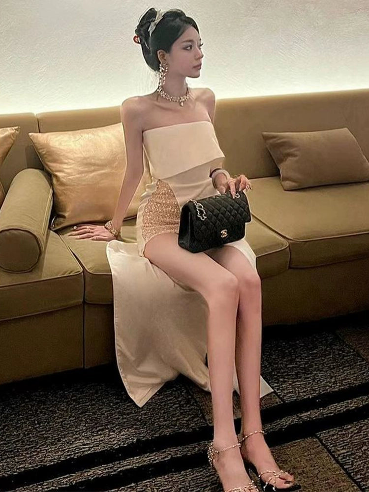 Birthday dress strapless white party dress S5814