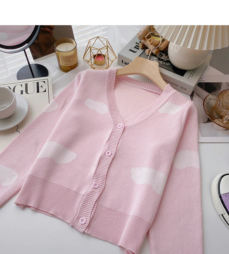 Design contrast color long sleeve knitted cardigan S2527