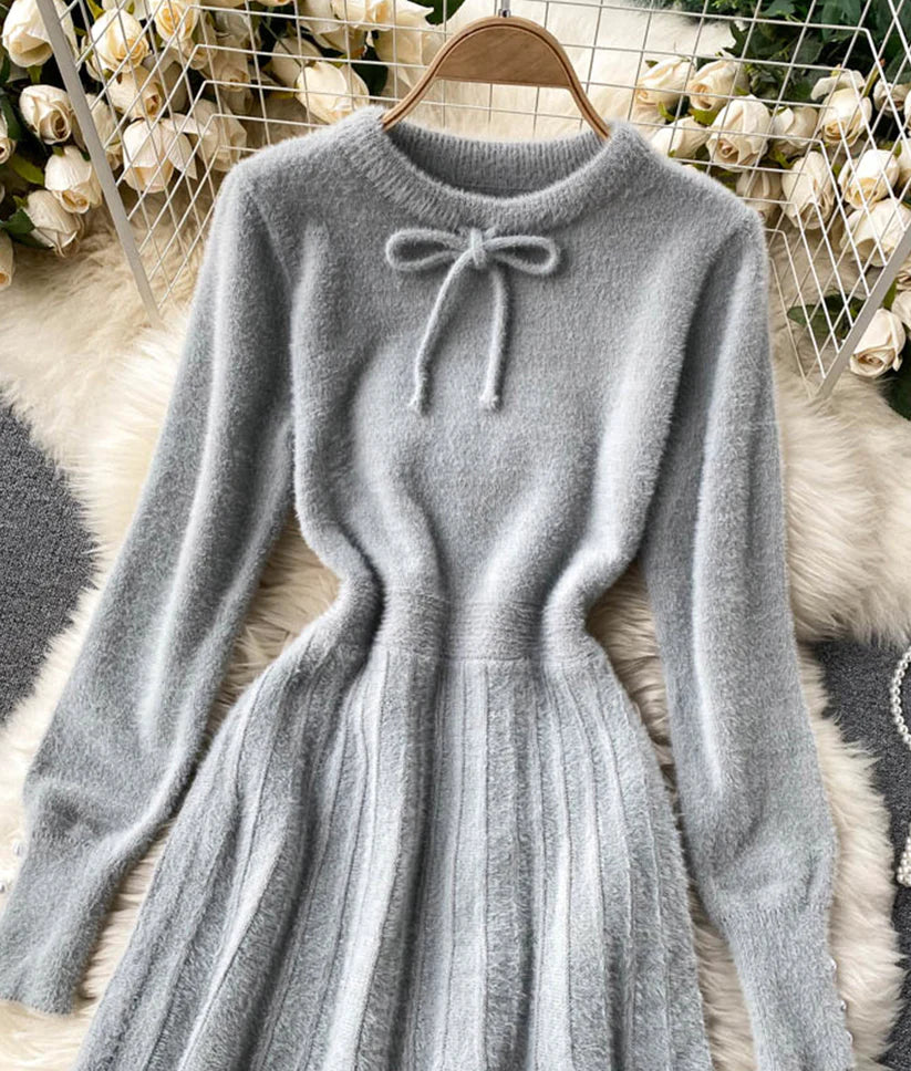Sweater A line long sleeve sweater dress S4674