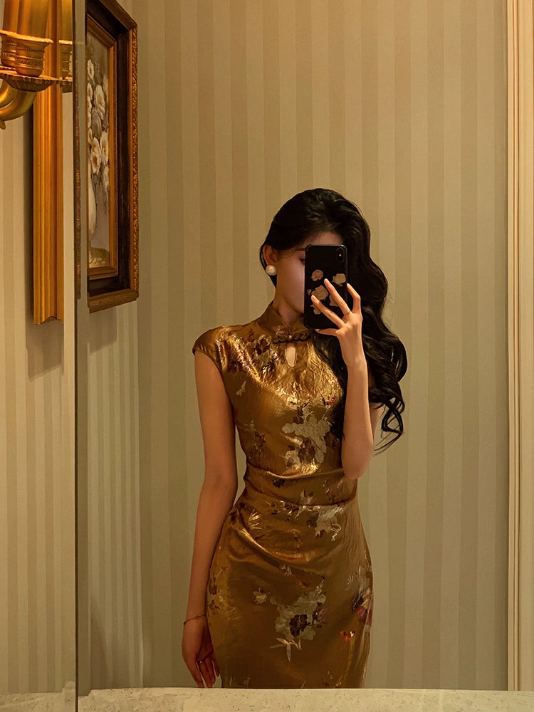 Cheongsam dress women summer new design mermaid long party dress S5579