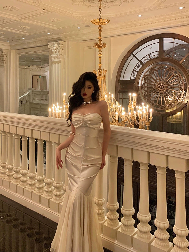 Banquet dress sexy satin mermaid party dress S5549