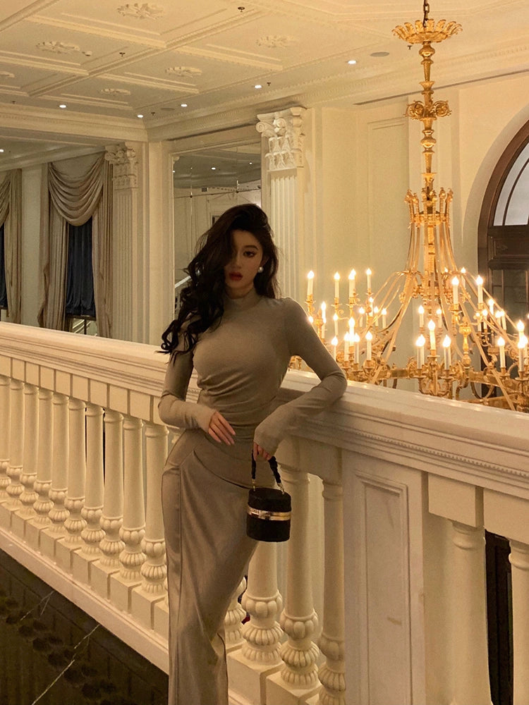 Gentle style long-sleeved dress for women new retro party dress S5572