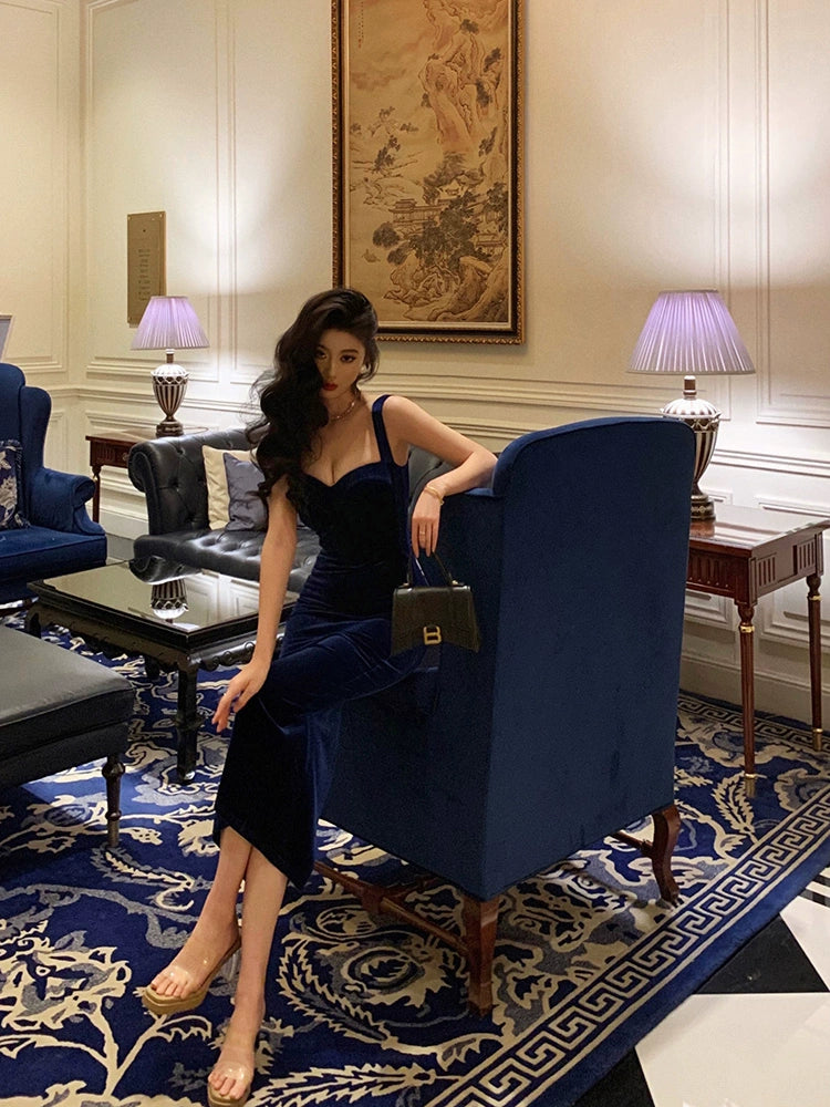 Sexy velvet suspender dress for women sexy party dress S5559