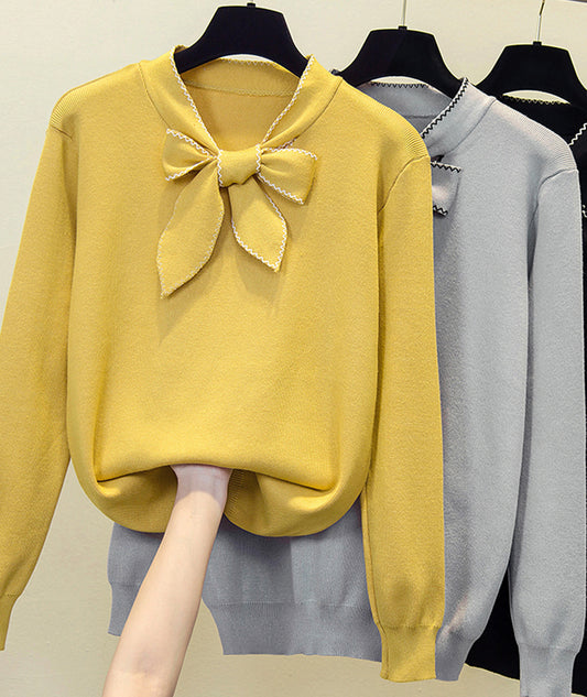 Sweater loose long sleeve bow sweater   S52