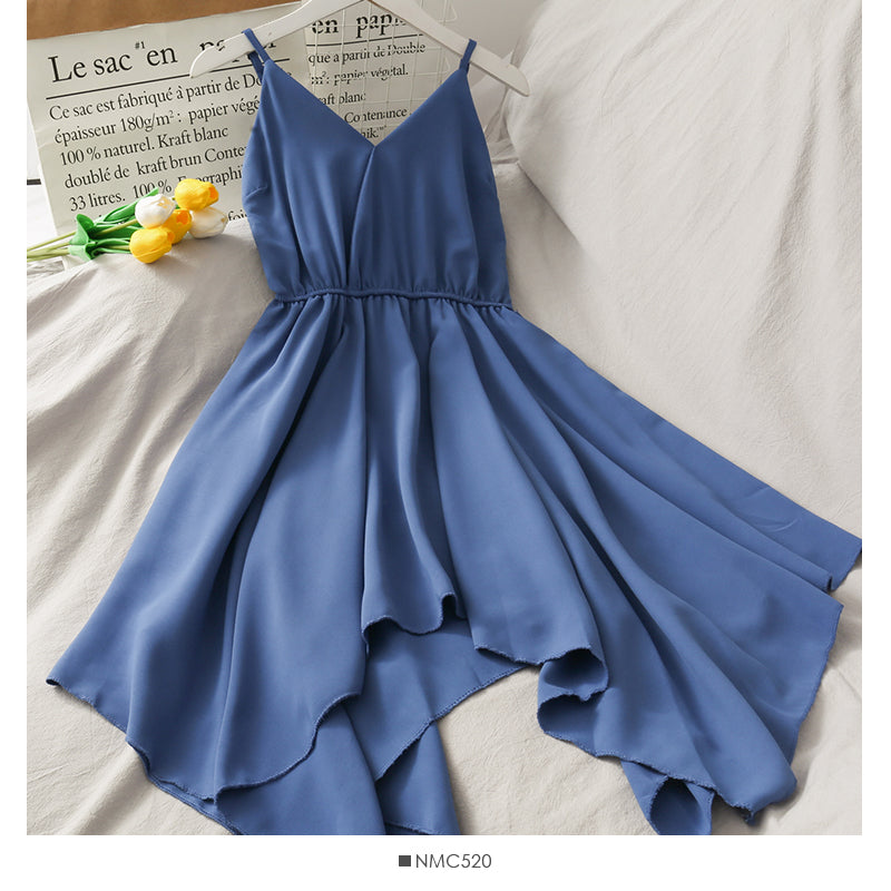 Cute v neck irregular short dress A line fashion dress S221