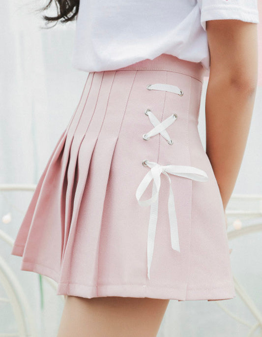 Cute side bow pleated skirt    S49
