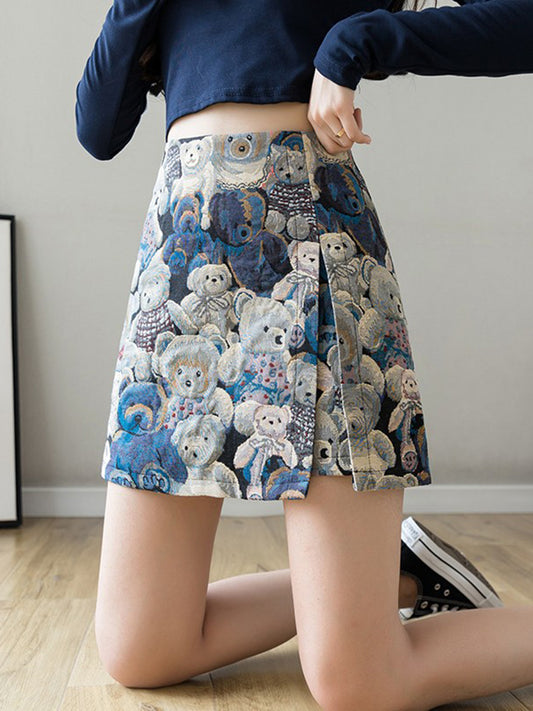 Cute bear A line skirt    S429