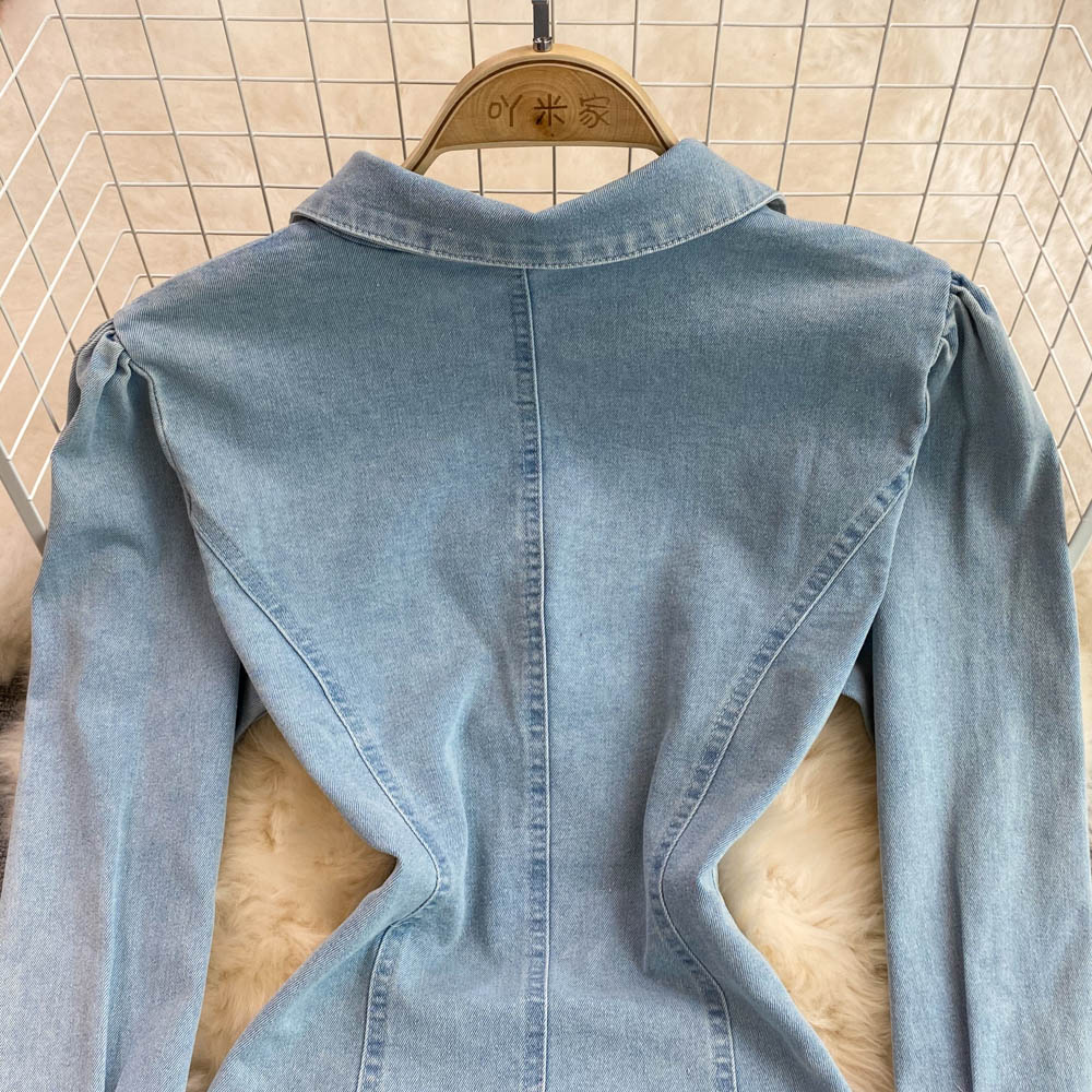 Fashionable lace-up A line denim dress fashion dress S519