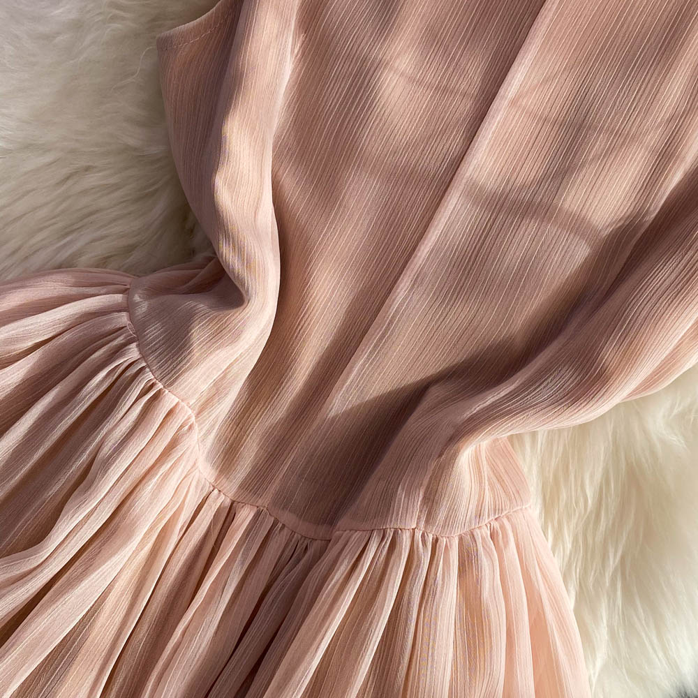 Pink v neck tulle short dress fashion dress S334