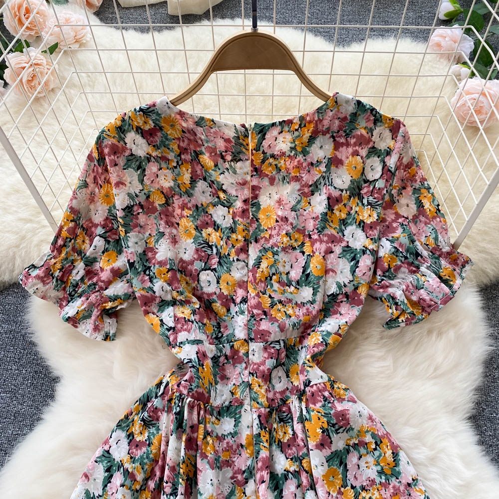 Cute floral short dress A line fashion dress S442