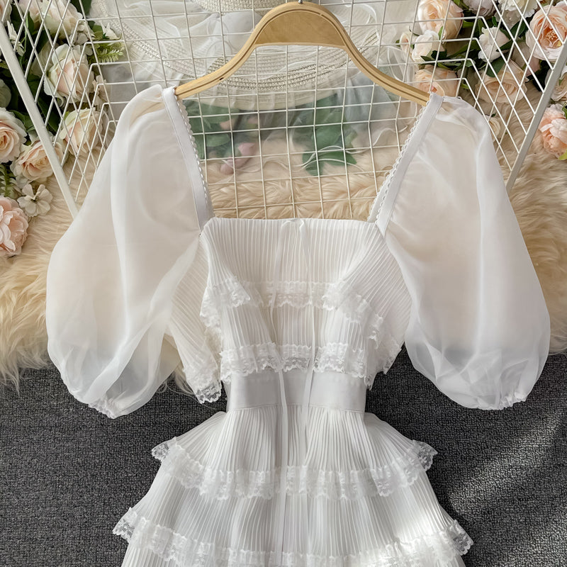 Cute bow dress white A line fashion dress S511