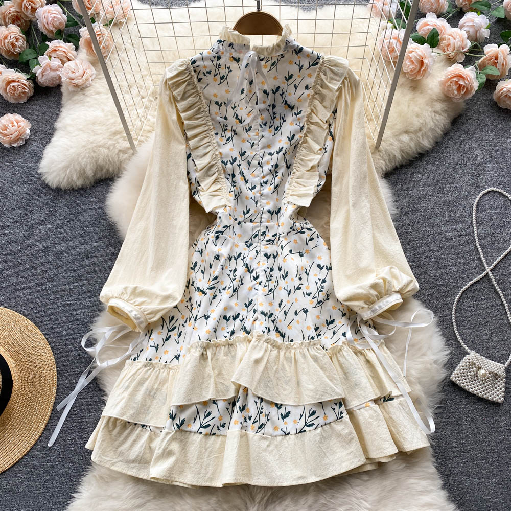 Cute A line floral dress fashion dress S231