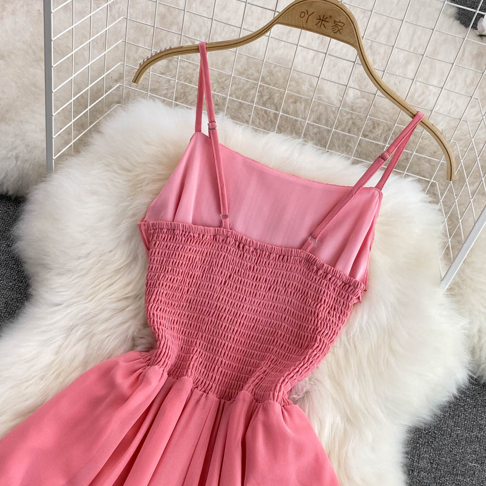 Pink chiffon short dress A line fashion dress S327