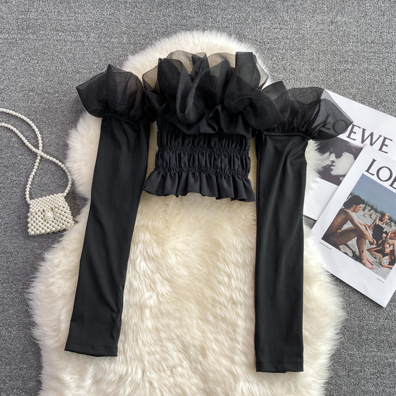 Black long sleeve tops S259