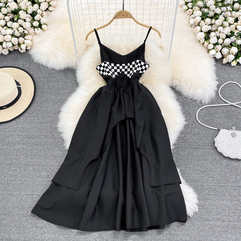 Black A line short dress fashion girl dress S413