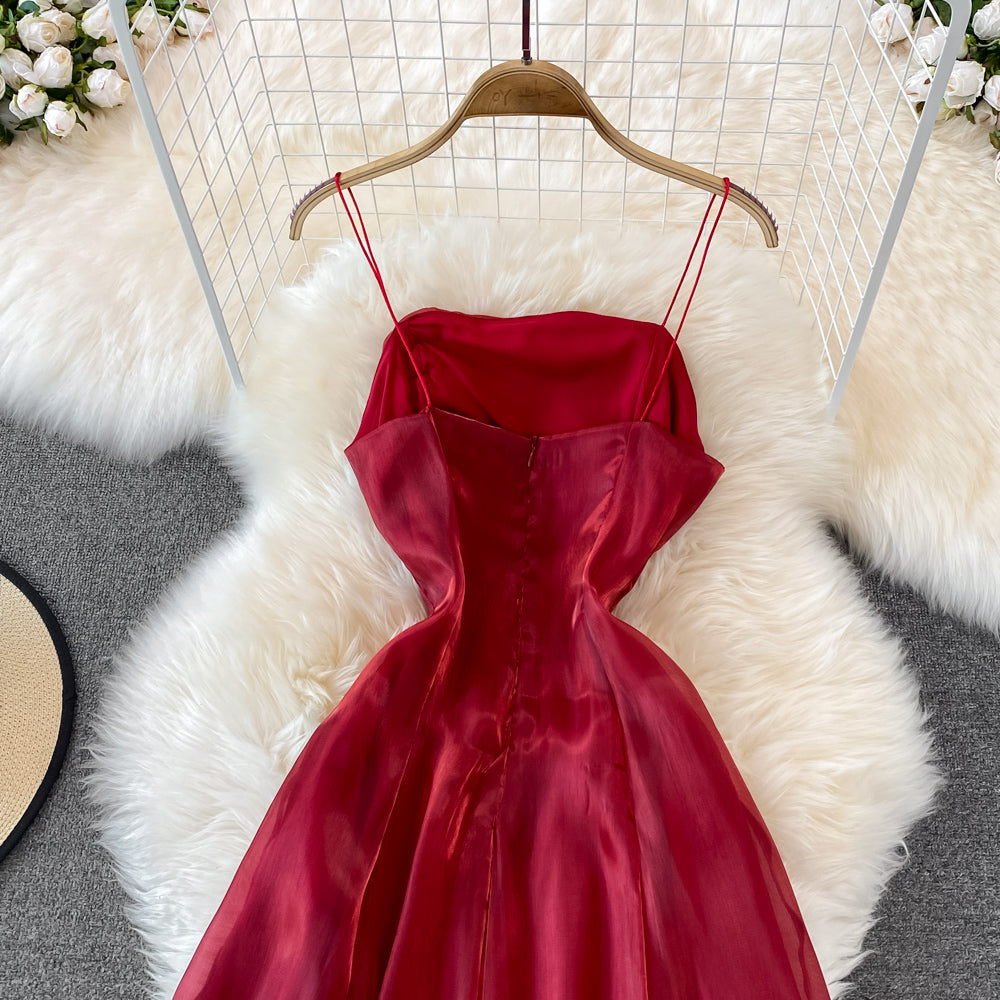 Red tulle short dress A line fashion dress S487
