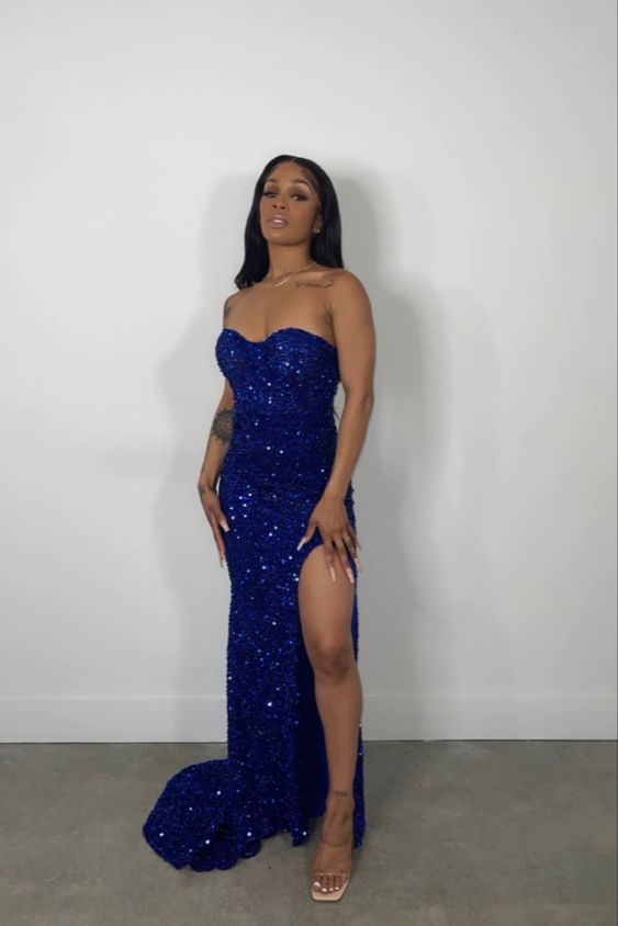 Charming Mermaid Royal Blue Sequins Prom Dress S2466