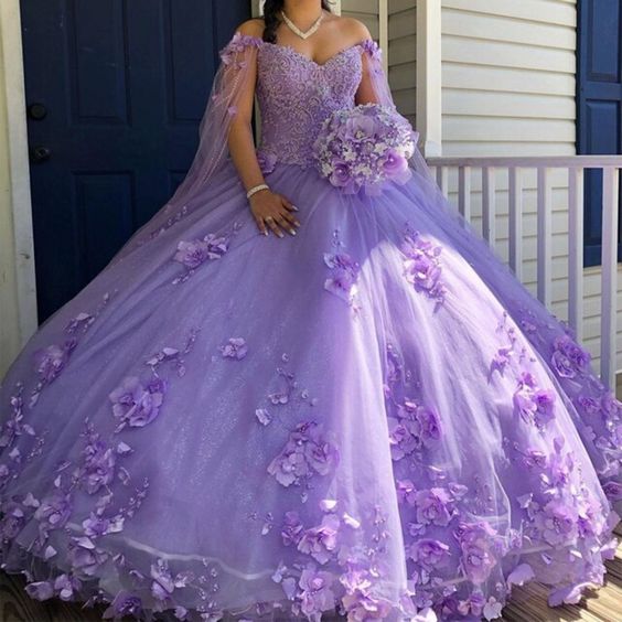 Purple Ball gown long prom dress A line evening dress S2340