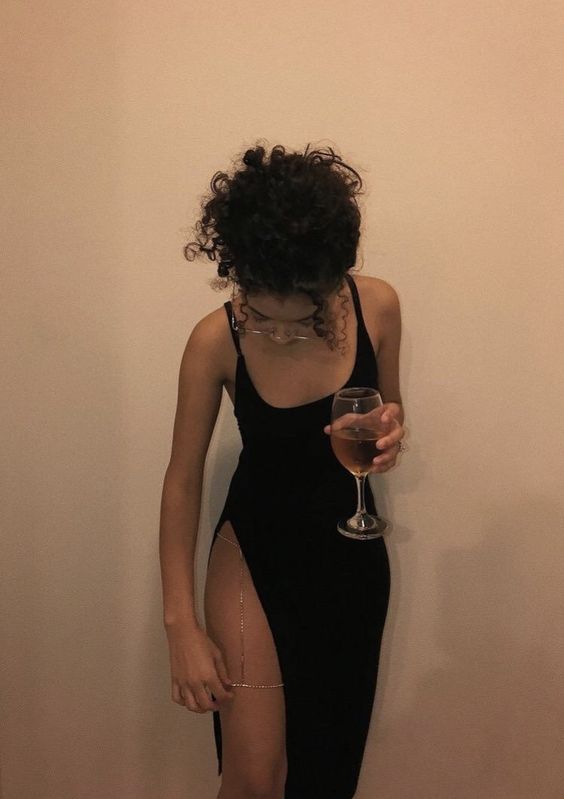 Black Prom Dress With High Slit S2391