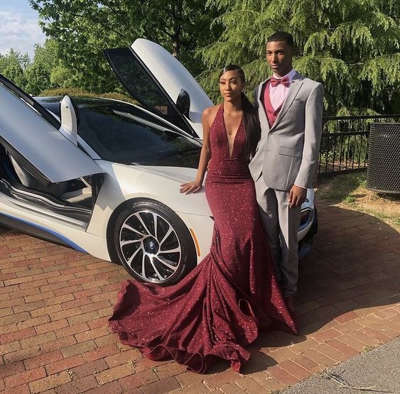 2023 Sheath Long Burgundy Mermaid Prom Dresses S2451