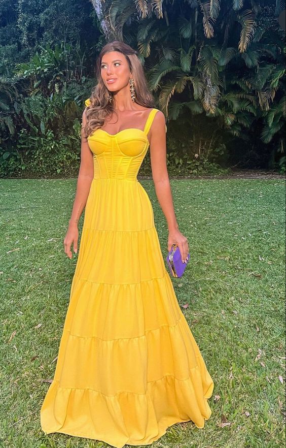 Long Prom Dresses 2023 Yellow Long Evening Gowns Formal Dress S2328