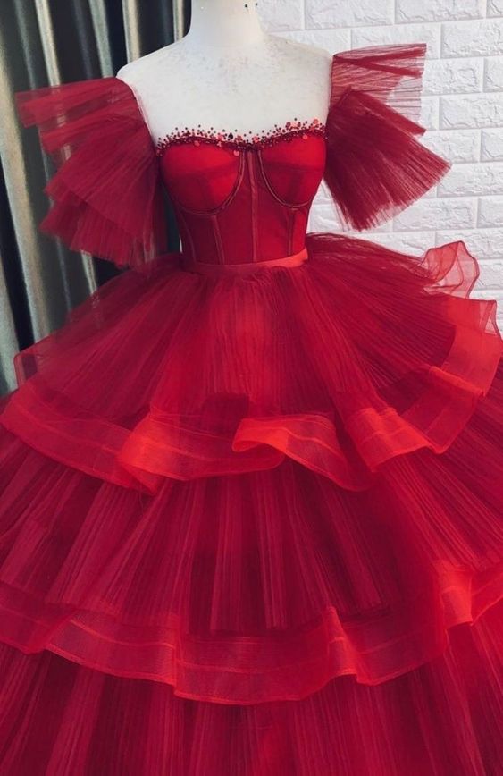 Long Prom Dresses Ball Gown Red Long Evening Gowns Formal Dress S2330