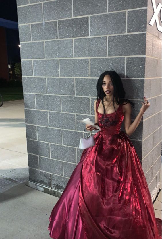 A line Burgundy Prom Dresses Long Evening Gown S2369