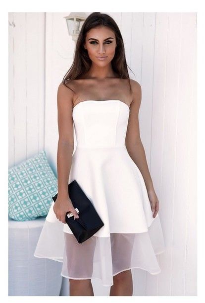Simple White Satin Short Party Dresses, White Homecoming Dresses,Graduation Party Dresses S1322