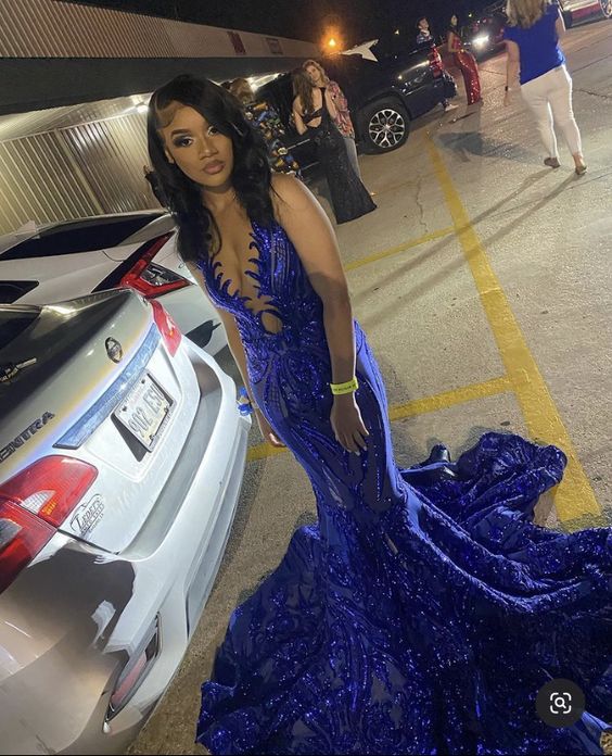 Sexy Blue Mermaid Long Prom Dresses S2173