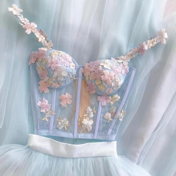 Blue prom dresses, lace prom dresses, two pieces prom dresses, custom make evening dresses S1822