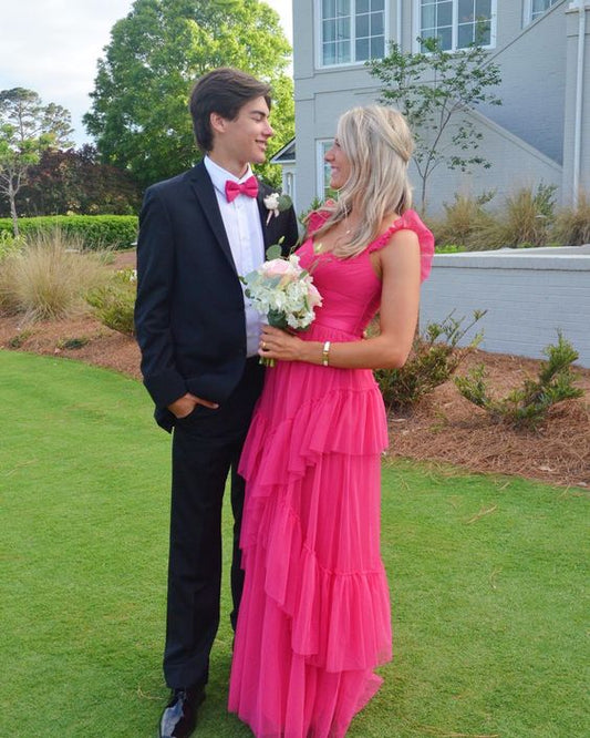 pink prom dress evening dress    S2046