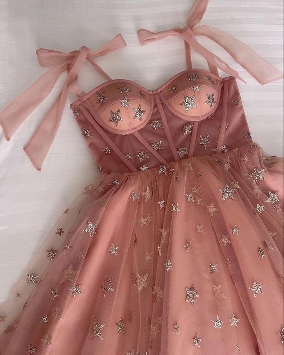 Pink tulle long prom dress, tulle formal dress S1976