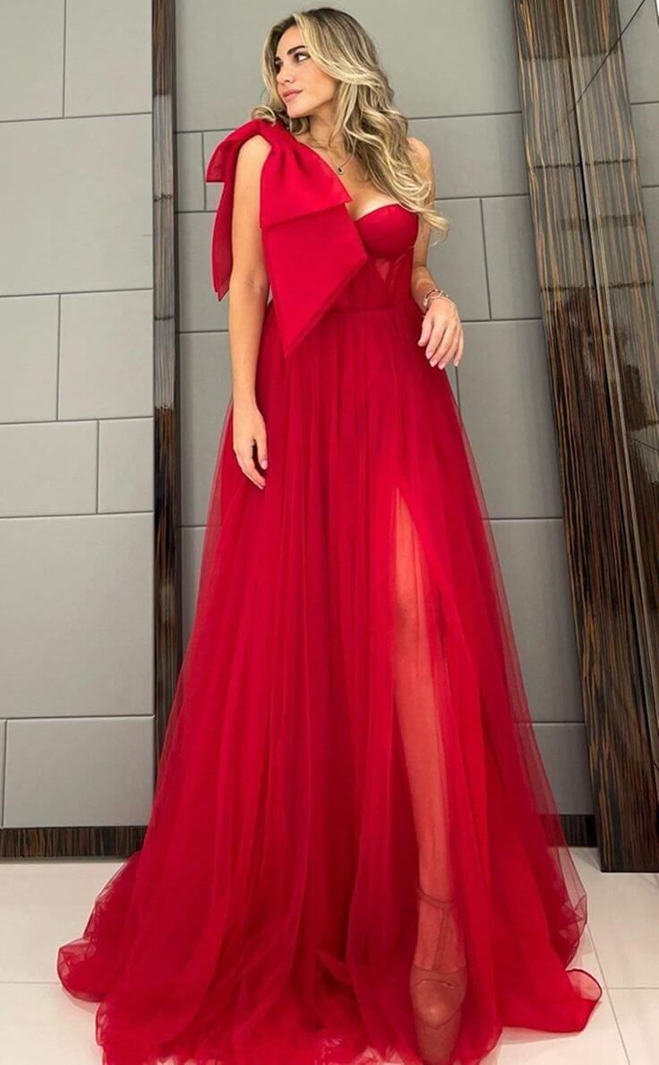Red Long Party Formal Prom Dresses for Girls S2247
