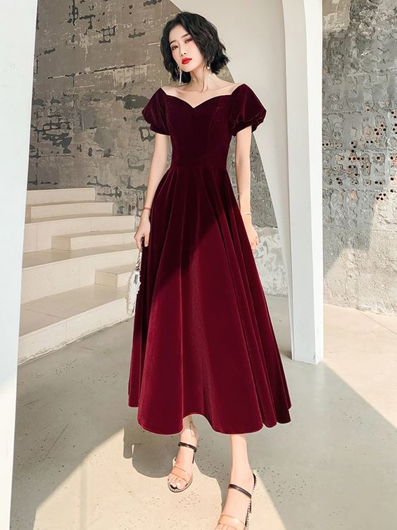 Burgundy Prom Dress, Burgundy Bridesmaid Dress S2189