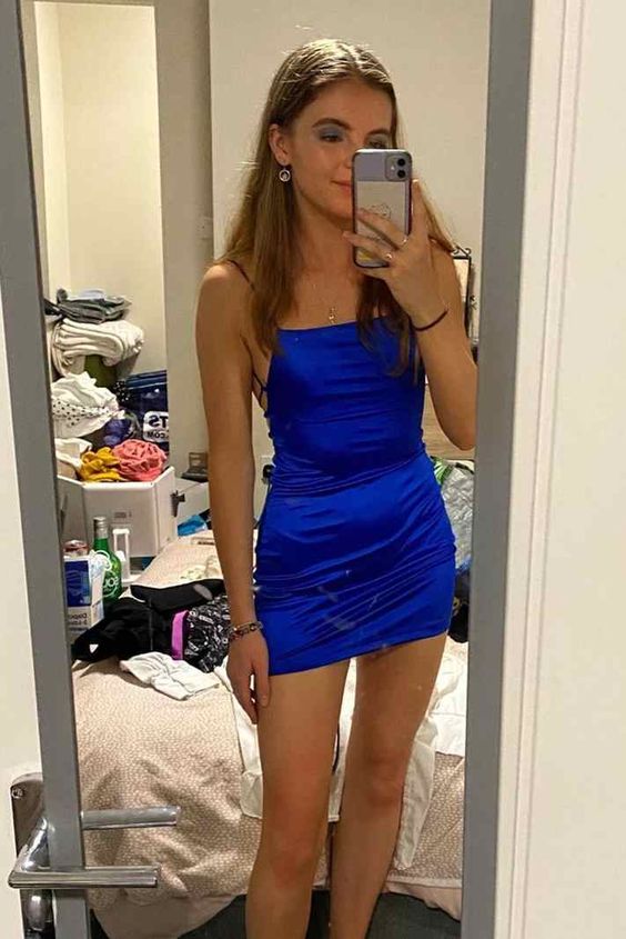 Straps Tight Royal Blue Mini Party Dress S1444