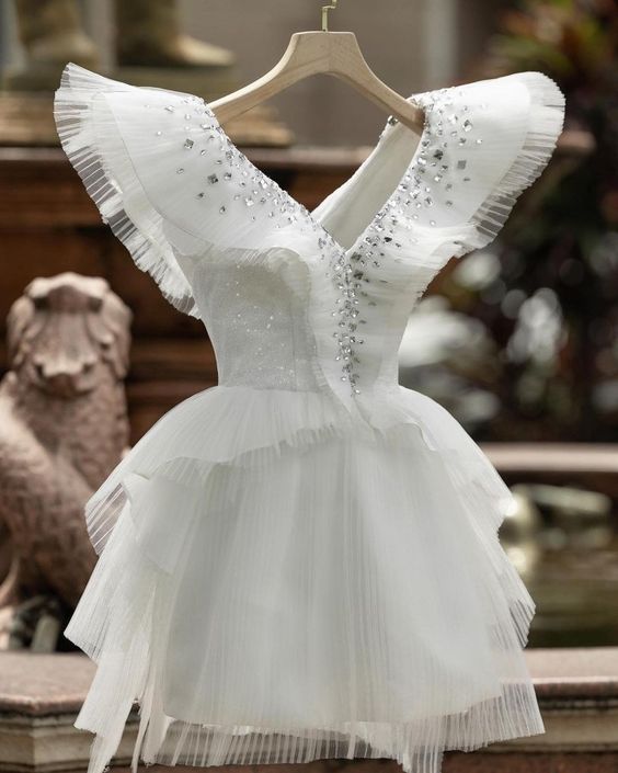 White short prom dresses, new arrival evening dresses S1144