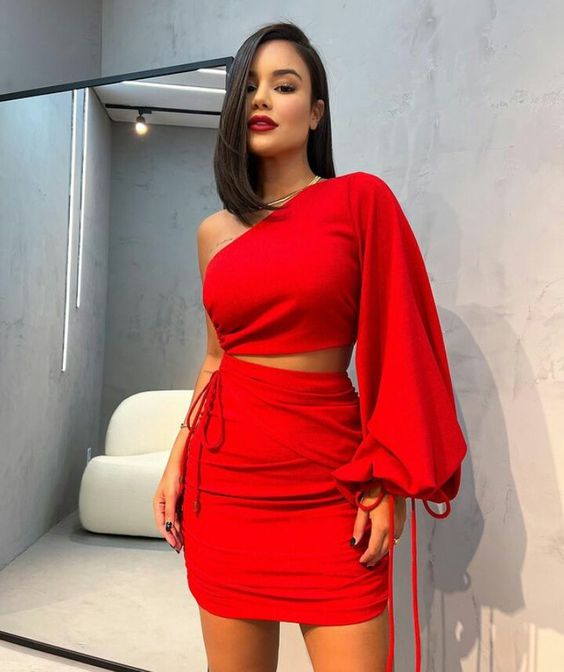 red evening dress formal dress short prom dress S789