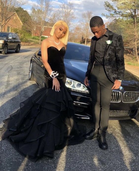 Black dress, vintage dress Evening Dresses S1250