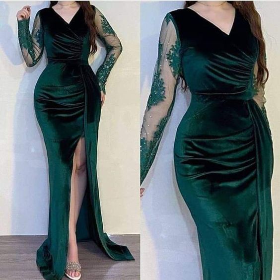 Green Mermaid long formal dress Prom Party Dress S1275