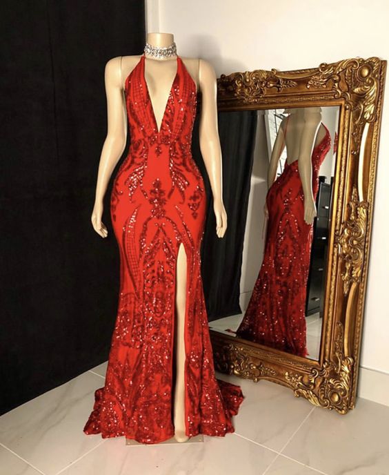 Red evening dress long prom dress S899