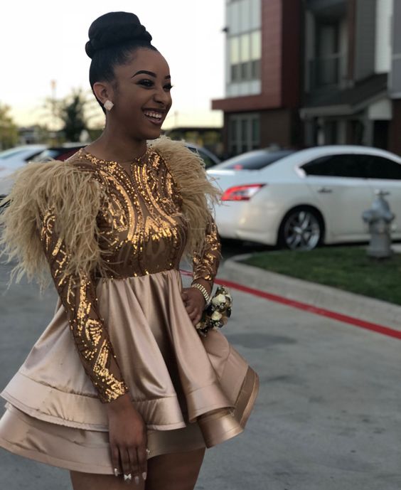 Champagne Dress Short Hoco Dress Sexy Party Homecoming Dresses S1398