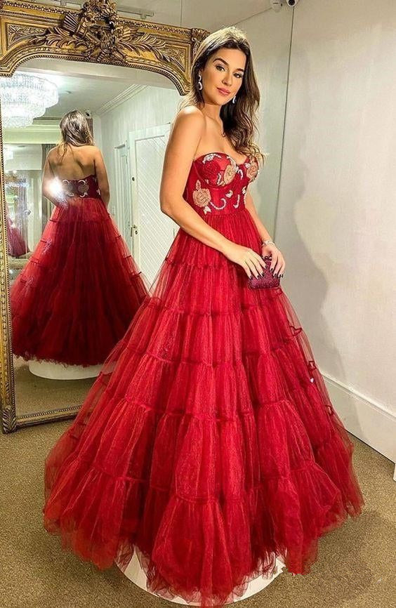 Red Prom Dresses,Evening Dresses,Winter Formal Dresses S1914