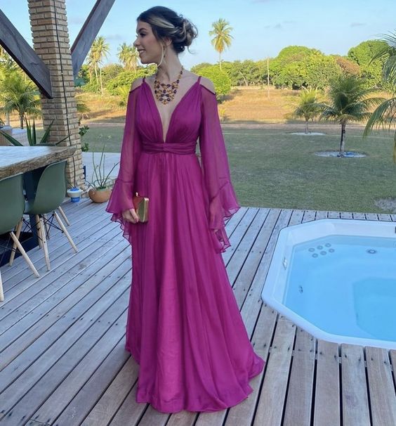 Elegant Long Purple Prom Dresses S2165