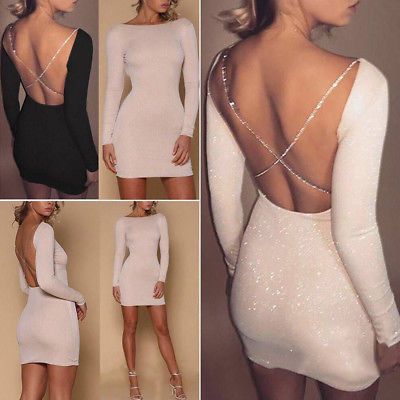 sexy Open Back Bodycon Mini Dress Homecoming Dress S948