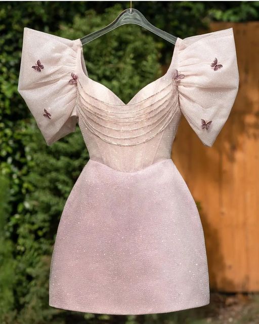 Light pink short prom dresses, new arrival evening dresses S1142