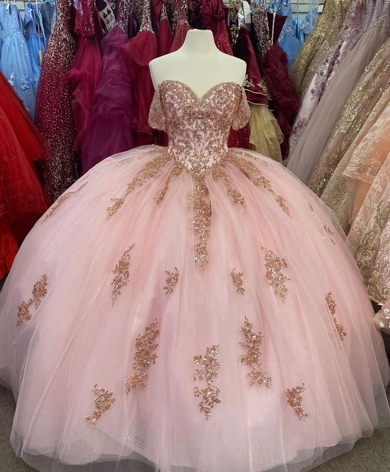 Pink Ball Gown Long Prom Dress S1158
