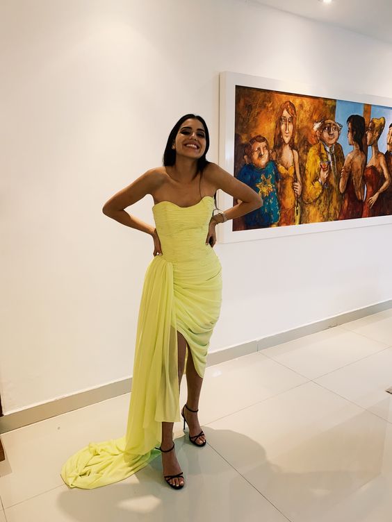 yellow prom dresses,evening dresses, custom make party dresses S1540